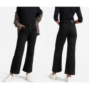 Everlane Wide Leg Jeans Womens 25 Ankle Black Button Fly Stretch Capsule